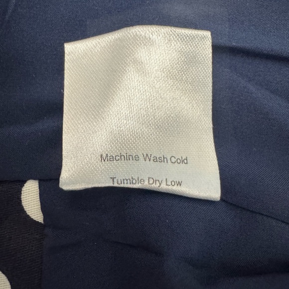 Elegant Cropped Wrap Navy&White Polka Dot Blouse Puff Elbow Length Sleeves M NWT - Picture 8 of 11